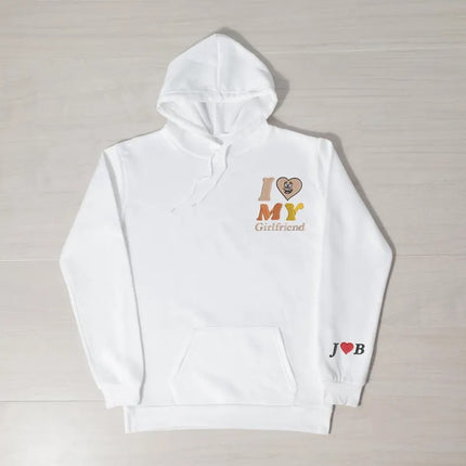 Embroidered I Love My Girlfriend Hoodies, Valentines Day Couple Matching Hoodie