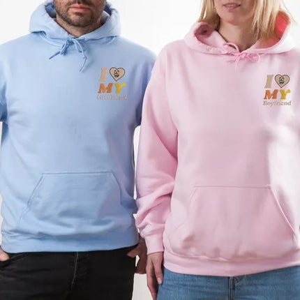 Embroidered I Love My Girlfriend Hoodies, Valentines Day Couple Matching Hoodie