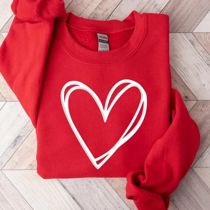 Valentine Heart Sweatshirt, Double Embossed Heart Crewneck Sweater, Valentine Day Puff Printed Jumper, Love Heart Sweater, Valentines Gift