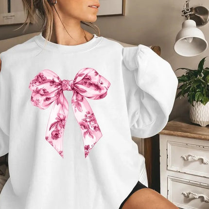 Valentines Day Coquette Bow Sweatshirt, Retro Valentines Day Crewneck Sweater, Heart Bow Valentines Day Sweater for Women, Valentine Gifts