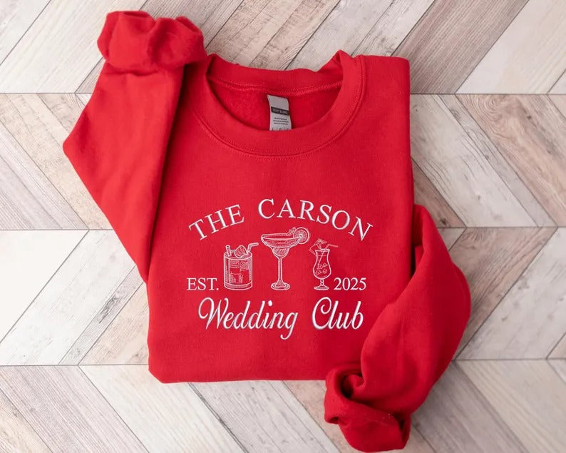 Luxury Bachelorette Crewneck Sweatshirt, Custom Embroidered Bridal Party Sweater, Personalised Social Club Jumper, Bachelorette Party Gifts