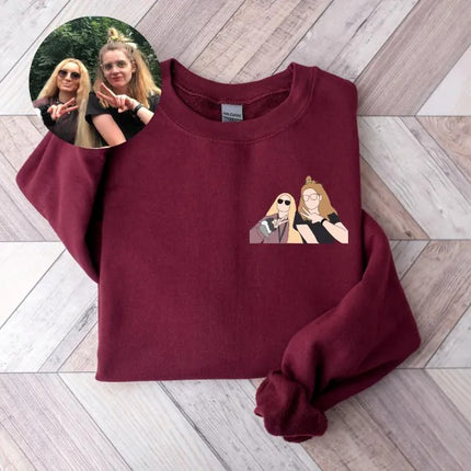 Personalised Couple Photo Portrait Sweatshirt, Couple Matching VDay Jumper