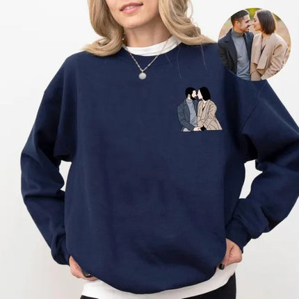 Personalised Couple Photo Portrait Sweatshirt, Couple Matching VDay Jumper