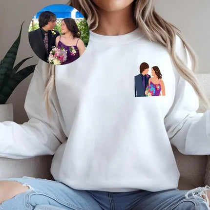 Personalised Couple Photo Portrait Sweatshirt, Couple Matching VDay Jumper