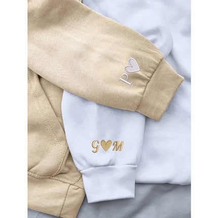 Matching Couple Valentine Hoodie, Custom Embroidered Roman Numeral Hoody