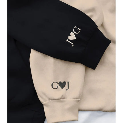 Matching Couple Valentine Hoodie, Custom Embroidered Roman Numeral Hoody