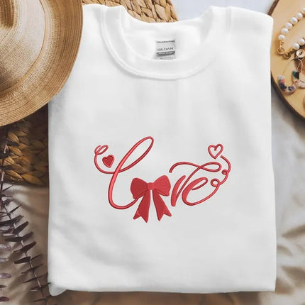 Embroidered Love Coquette Sweatshirt, Love Coquette Bow Valentine Sweatshirt, Valentines Day Couple Matching Jumper, Valentines Gift for Her
