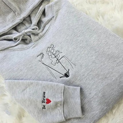 Embroidered Photo Portrait Hoodie, Personalised Outline Couple Matching Hoody