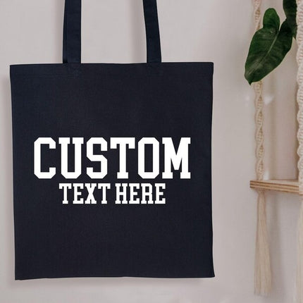 Personalised Tote Bags, Custom Text or Name Printed Totes, Cotton Canvas Shopping Bags, Bachelorette Party Gift for Her, Mother's Day Gifts