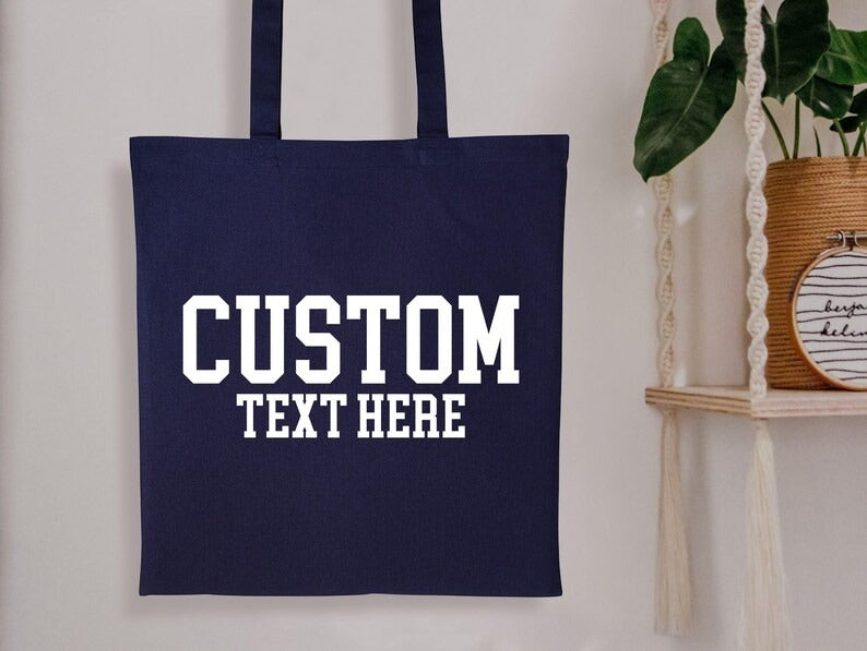 Personalised Tote Bags, Custom Text or Name Printed Totes, Cotton Canvas Shopping Bags, Bachelorette Party Gift for Her, Mother's Day Gifts
