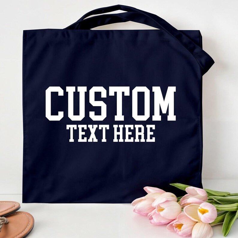 Personalised Tote Bags, Custom Text or Name Printed Totes, Cotton Canvas Shopping Bags, Bachelorette Party Gift for Her, Mother's Day Gifts