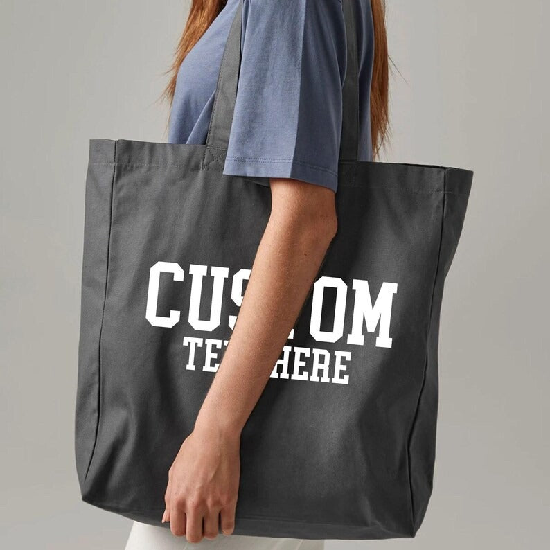 Personalised Tote Bags, Custom Text or Name Printed Totes, Cotton Canvas Shopping Bags, Bachelorette Party Gift for Her, Mother's Day Gifts