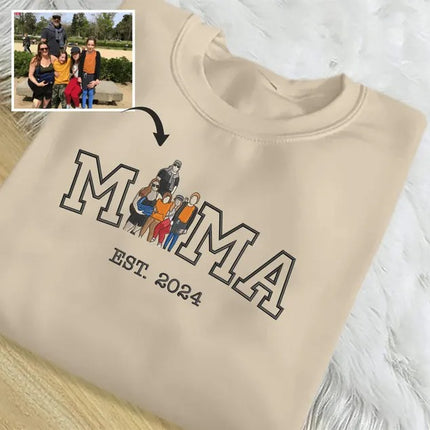 Embroidered Mom Photo Portrait Sweatshirt, Custom Mom Jumper, Mother's Day Gifts