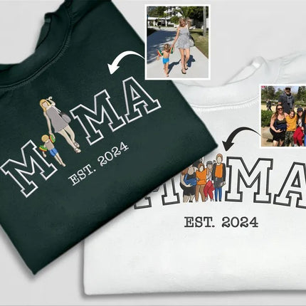 Embroidered Mom Photo Portrait Sweatshirt, Custom Mom Jumper, Mother's Day Gifts