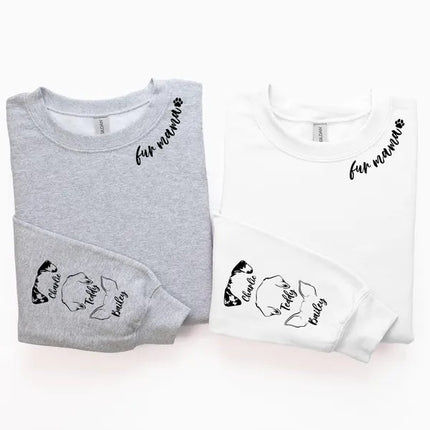 Personalised Fur Mama Sweatshirt, Personalised Dog Ear Printed Sweater, Dog Lover Gift
