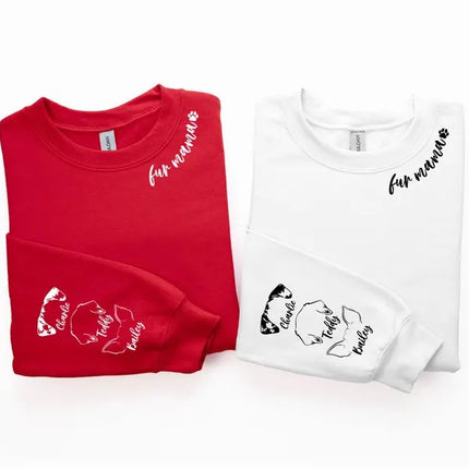 Personalised Fur Mama Sweatshirt, Personalised Dog Ear Printed Sweater, Dog Lover Gift