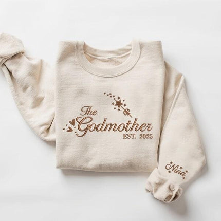 Embroidered Godmother Sweatshirt, Custom Godmama with Kids Names Sweaters