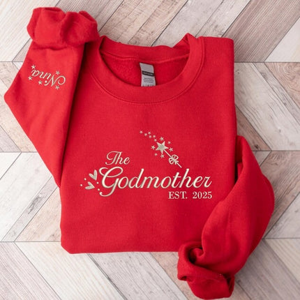 Embroidered Godmother Sweatshirt, Custom Godmama with Kids Names Sweaters