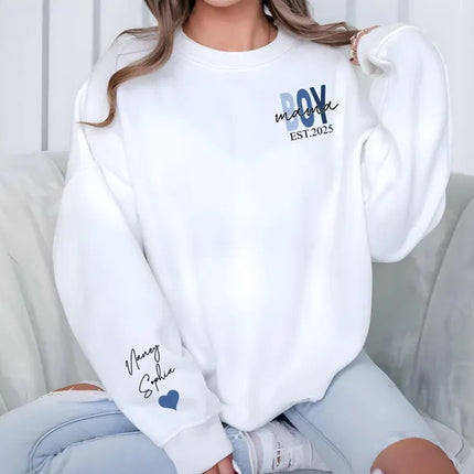Personalised Boy Mama Sweater, Custom Mama Of Boys Sweatshirt, New Mom Gifts