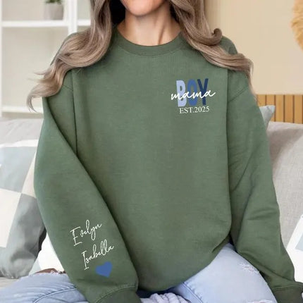 Personalised Boy Mama Sweater, Custom Mama Of Boys Sweatshirt, New Mom Gifts
