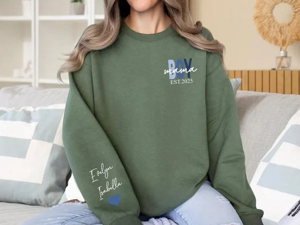 Personalised Boy Mama Sweater, Custom Mama Of Boys Sweatshirt With Kids Names on Sleeve, Mom Printed Jumper, New Mom Gifts, Mothers Day Gift