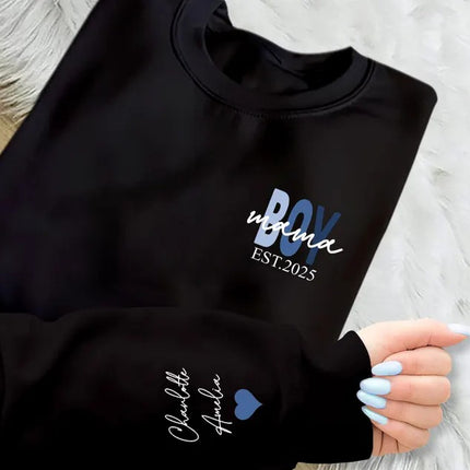 Personalised Boy Mama Sweater, Custom Mama Of Boys Sweatshirt, New Mom Gifts