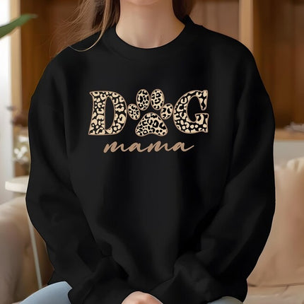 Dog Mama Sweatshirt, Dog Mom Crewneck for Her, Dog Paw Leopard Art Printed Sweater