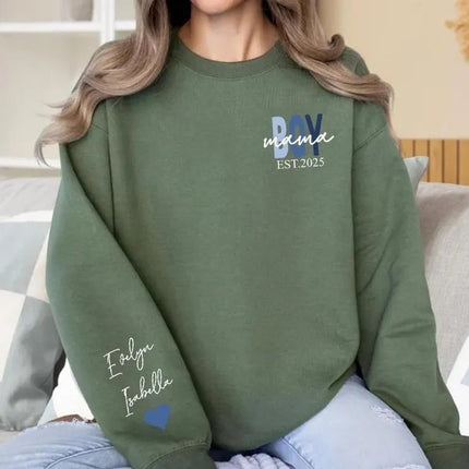 Personalised Boy Mama Sweater, Custom Mama Of Boys Sweatshirt, New Mom Gifts