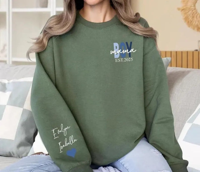 Personalised Boy Mama Sweater, Custom Mama Of Boys Sweatshirt, New Mom Gifts