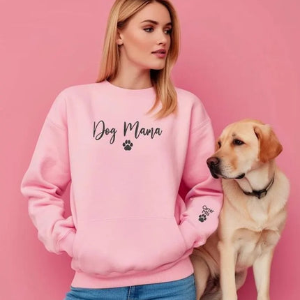 Embroidered Dog Mama Sweatshirt, Personalised Dog Mama Mothers Day Crewneck