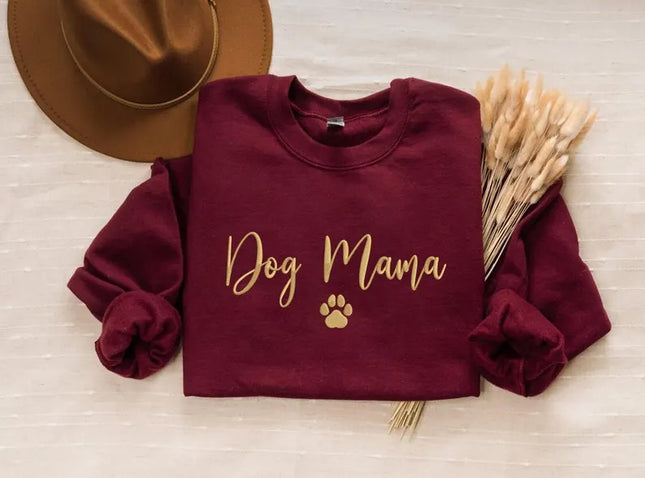 Embroidered Dog Mama Sweatshirt, Personalised Dog Mama Mothers Day Crewneck