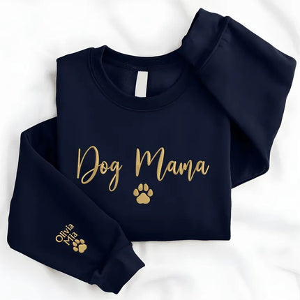 Embroidered Dog Mama Sweatshirt, Personalised Dog Mama Mothers Day Crewneck