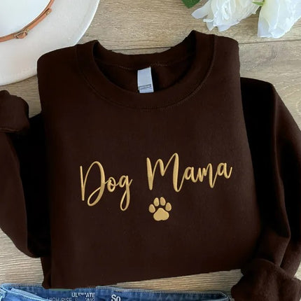 Embroidered Dog Mama Sweatshirt, Personalised Dog Mama Mothers Day Crewneck