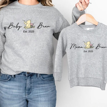 Personalised Mama and Mini Sweatshirt, Family Matching Crewneck Sweater, Baby Gift