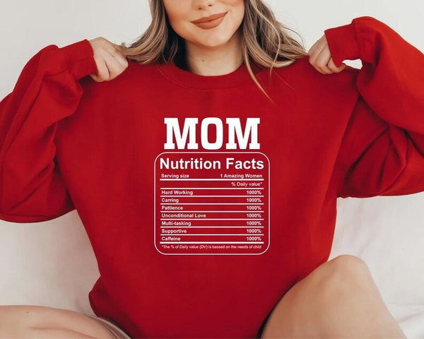 Mom Nutrition Facts Sweatshirt, Mama Nutrition Facts Crewneck Sweater, Funny Parenting Mothers Day Jumper, New Mom Sweater, Mothers Day Gift
