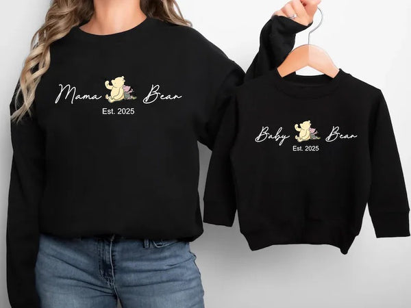 Personalised Mama and Mini Sweatshirt, Family Matching Crewneck Sweater, Custom Mom & Child Printed Jumper, Twinning Apparel, New Baby Gift