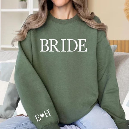 Personalised Puff Printed Bride Sweatshirt, Custom Embossed Bride To Be Sweater