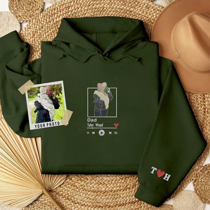 Personalised Portrait Photo Dad Hoodie, Embroidered Hoodie, Gift For Father