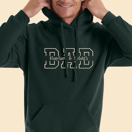Personalised Dad Hoodie, Embroidered Kids Names on Chest Hoody, Special Gift for Dad