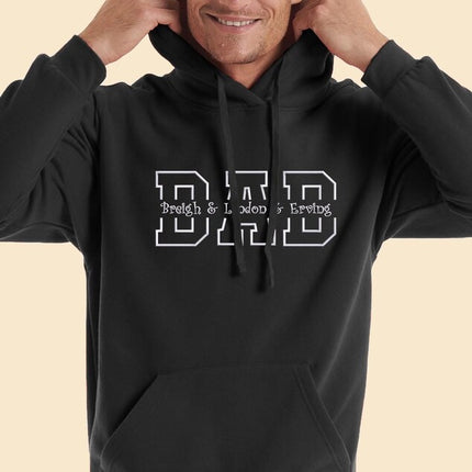 Personalised Dad Hoodie, Embroidered Kids Names on Chest Hoody, Special Gift for Dad
