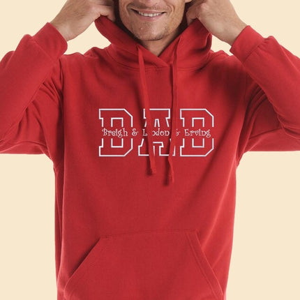 Personalised Dad Hoodie, Embroidered Kids Names on Chest Hoody, Special Gift for Dad