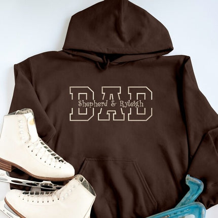 Personalised Dad Hoodie, Embroidered Kids Names on Chest Hoody, Special Gift for Dad