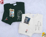 Custom Portrait from Photo Dad Sweatshirt, Embroidered Family Sketch Sweaters, Memorable Father's Day Gift, Special Matching Jumper for Dad