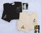 Custom Portrait from Photo Dad Sweatshirt, Embroidered Family Sketch Sweaters, Memorable Father's Day Gift, Special Matching Jumper for Dad
