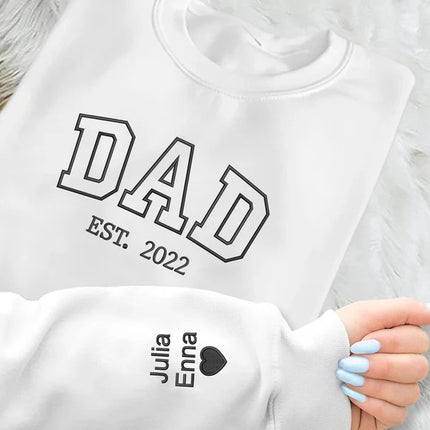 Embroidered Grandpa Sweatshirt, Personalized KIds Name on Sleeves Dad Sweater