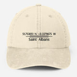 Personalised Embroidered Baseball Cap, Custom City Name With Location Coordinates Hat, Cotton Vintage Style Hats for Men, Fathers Day Gifts