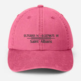Personalised Embroidered Baseball Cap, Custom City Name With Location Coordinates Hat, Cotton Vintage Style Hats for Men, Fathers Day Gifts