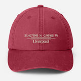 Personalised Embroidered Baseball Cap, Custom City Name With Location Coordinates Hat, Cotton Vintage Style Hats for Men, Fathers Day Gifts