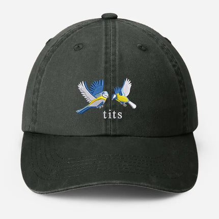 Tits Embroidered Baseball Cap, Dad Adjustable Strap Hat, Funny Bird Baseball Hat