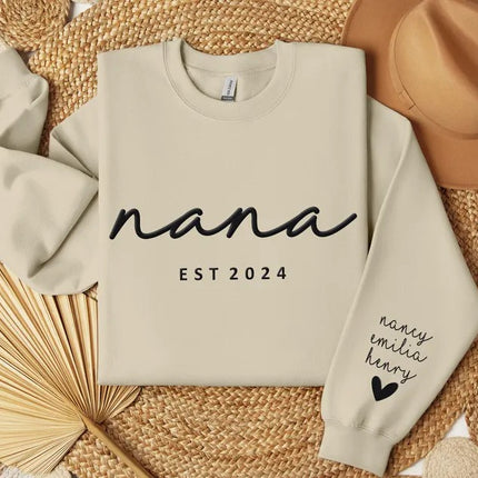 Personalised Grandma Sweatshirt, Custom Embossed Est Date Puff Printed Sweater